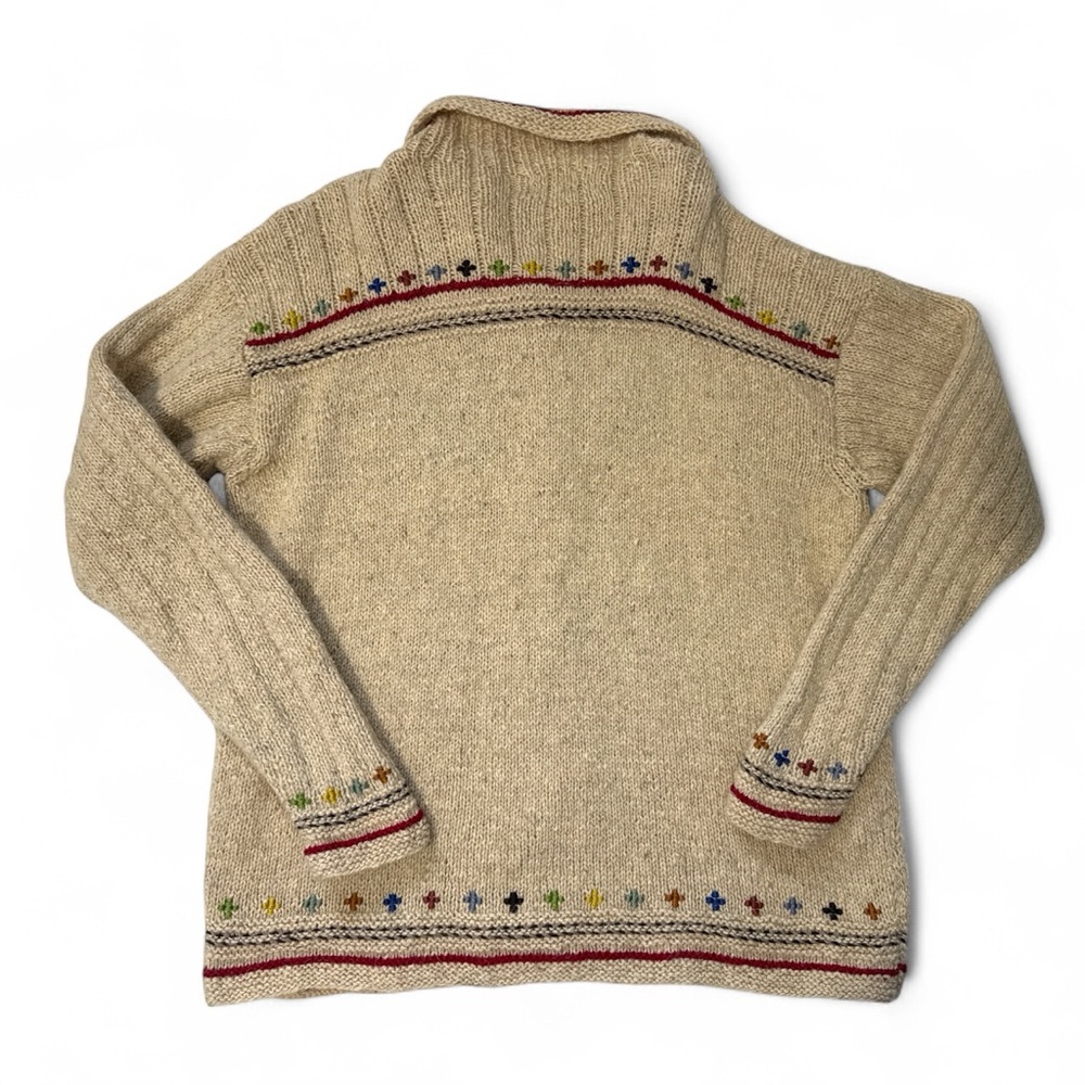 VTG Indigenous Beige Knit Sweater with Red and Colorful Details Women’s Medium - Picture 2 of 5